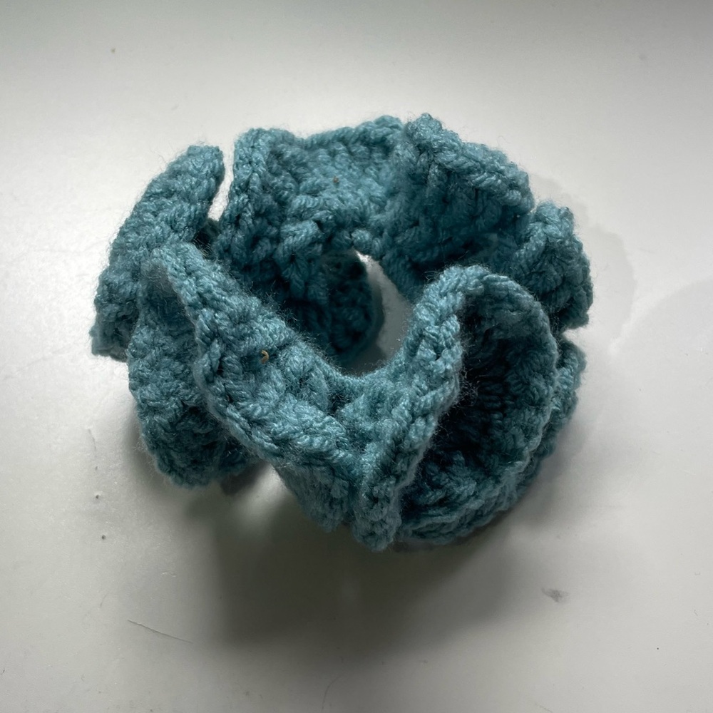 Handcrafted Teal Crochet Bracelet/Scrunchie